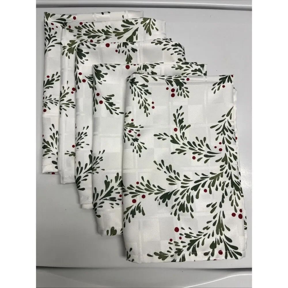 Food Network Microfiber Polyester Square Formal Dinner Napkins Set of 5 Holiday